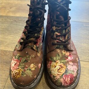 Dr. Martens Brown Floral Combat Boots